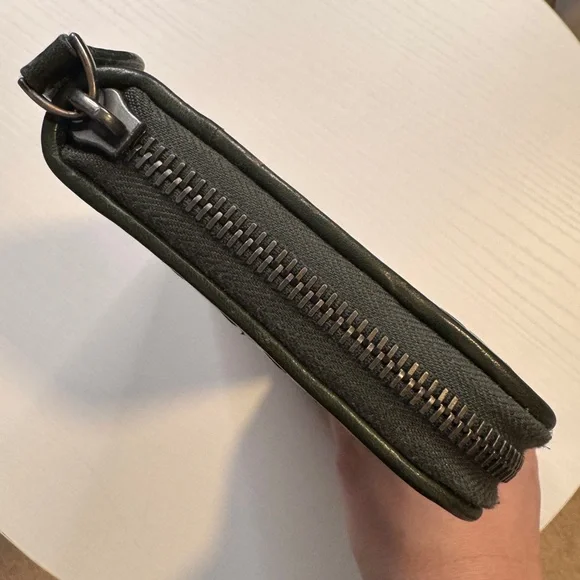 Bottega Veneta Intrecciato Green Leather Zip Wallet - Picture 4 of 8